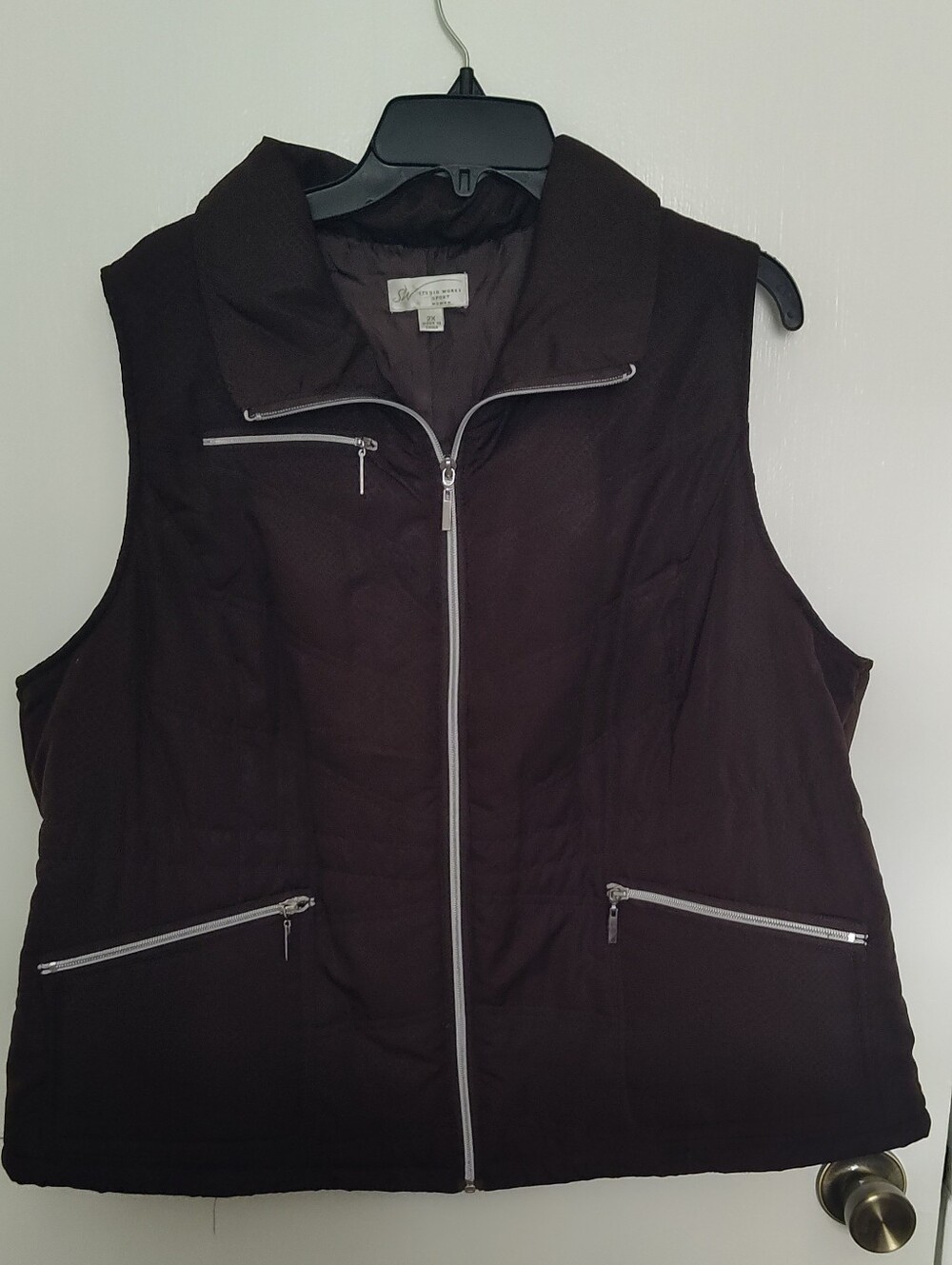 Studio Works Sport Woman 2X Brown Quilted Zip Vest Plus Size